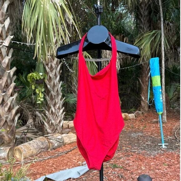 Ann Klein Red Sexy Vintage Twist Back Swimsuit Size 10 - Picture 11 of 11